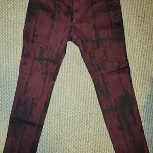 Stylish Burgundy and Black Patterned Pants